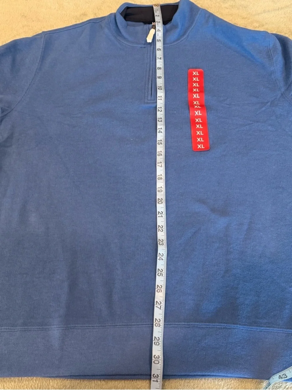 Lands’ End Quarter Zip Pullover XL Blue  Sweater NWT